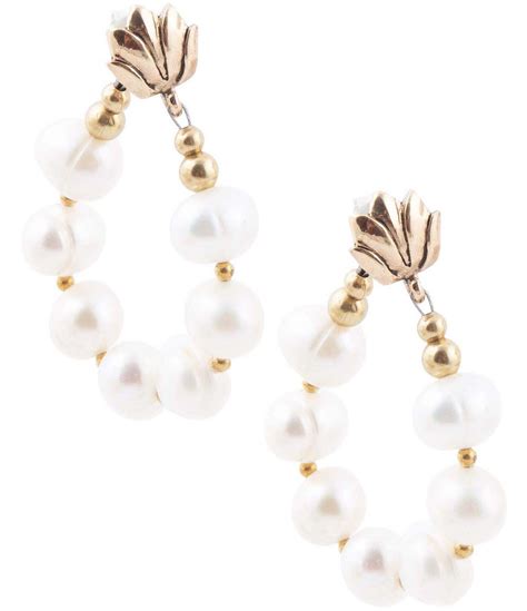 Barse Carly White Pearl Complete Loop Golden Post Earrings | Dillard's