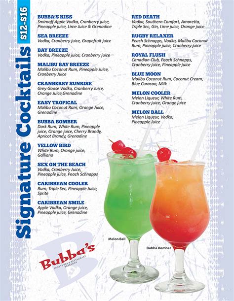 Signature Cocktails 1 | Bubba's Sports Bar & Restaurant - Barbados' #1 ...