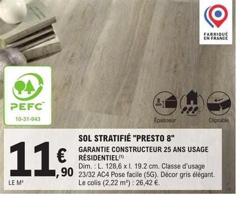 Promo Sol Stratifié Presto 8 chez E Leclerc Brico