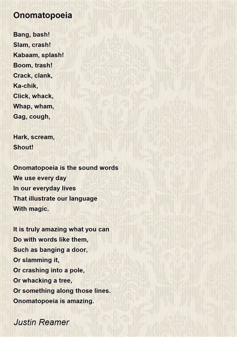 Great Poem For Onomatopoeia Grammar Onomatopoeia Poems