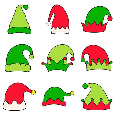 Set Of Elf Hat Isolated On White Background 14440451 Vector Art At Vecteezy