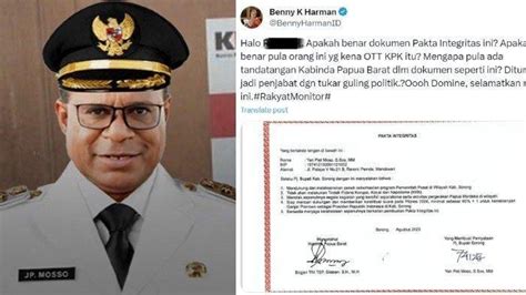 Setelah Ditangkap Kpk Dokumen Pakta Integritas Pj Bupati Sorong Viral