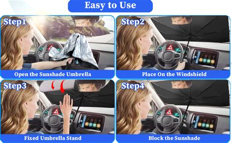 Car Sun Shade Windshield Umbrella Upgraded Opening Design Foldable Car