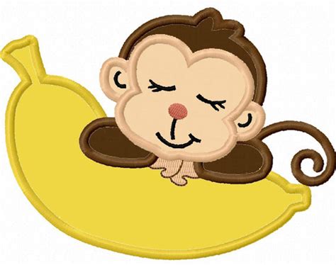 Sleep Monkey Applique Machine Embroidery Design NO:0018 - Etsy