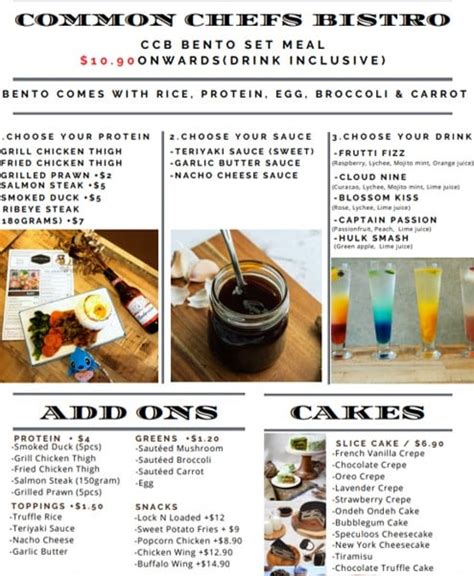 Common Chefs Bistro Menu Singapore & Updated Prices 2024