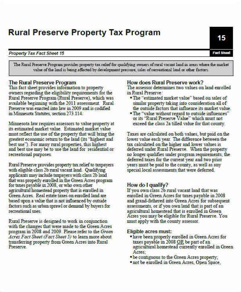 Property Tax Information Worksheets