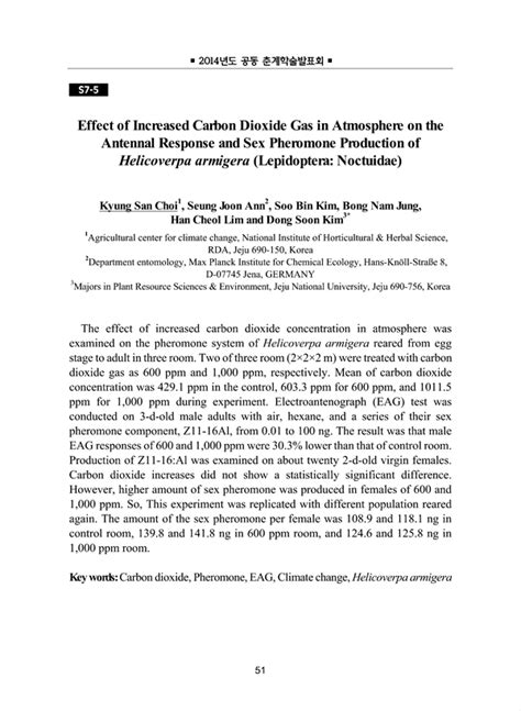 Effect Of Increased Carbon Dioxide Gas In Atmosphere On The Antennal Response And Sex Pheromone