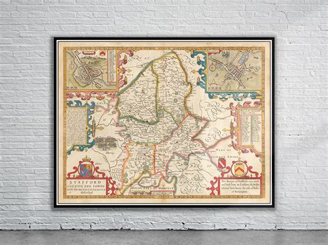 Vintage Map of Staffordshire