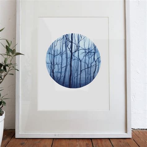 Misty Forest Fine Art Print Aquarelle Painting Watercolor Etsy