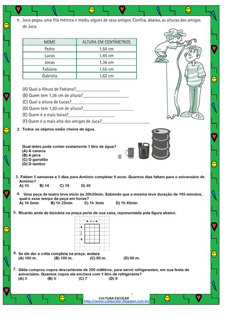 Grandezas E Medidas 4 Ano - Cultura Escolar: GRANDEZAS E MEDIDAS - 4º ANO
