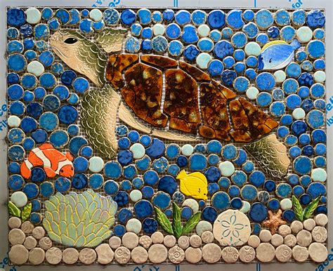 Diy Custom Mosaic Sea Turtle Sandy Back Splash Or Etsy