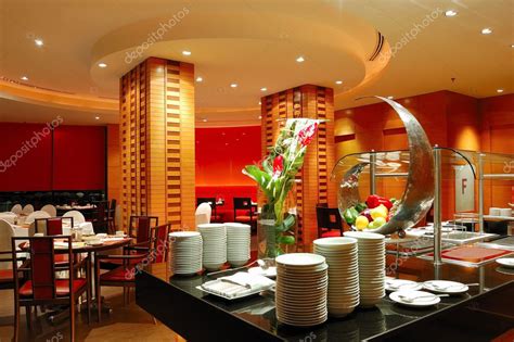 Modern restaurant interior in night illumination, Pattaya, Thail ...