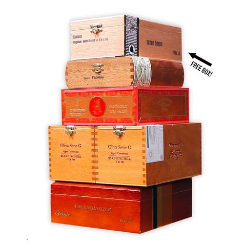 Promo Classic Empty Cigar Boxes 5 Pack Bonus Free Cigar Box