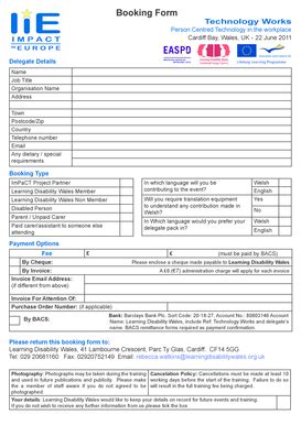 Fillable Online Booking Form Access For All Fax Email Print Pdffiller