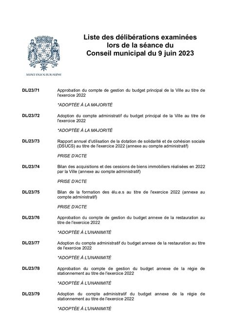 Calam O Liste Des D Lib Rations Examin Es Lors Du Conseil Municipal