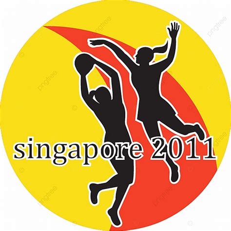 Illustration Of Two Netball Players Silhouette Jumping Shooting