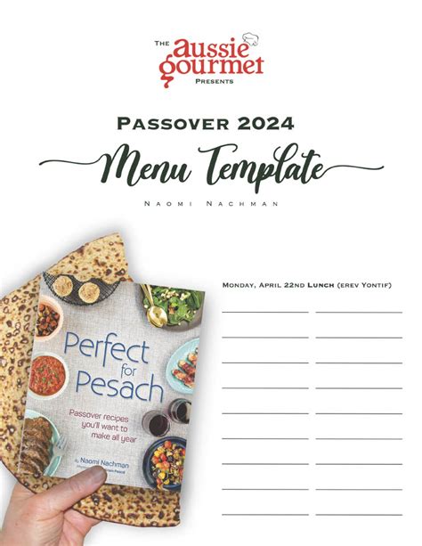 Passover Menu Templates Naomi Nachman The Aussie Gourmet Naomi