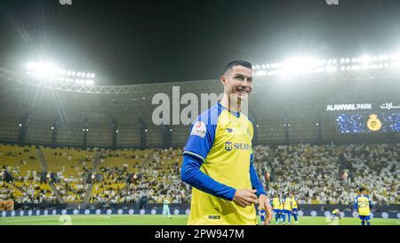 Cristiano Ronaldo smiles prior the Riyadh All-Star XI vs Paris Saint ...