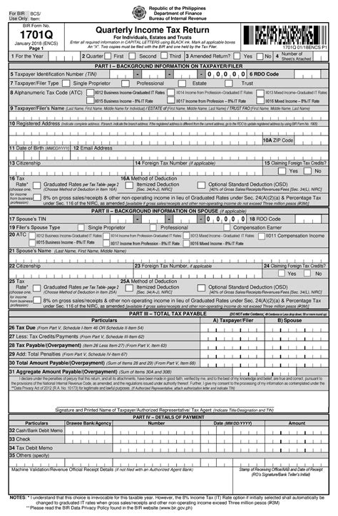 Bir Form No 1701q Smvmmga Bir Form No 1701q January 2018 Encs