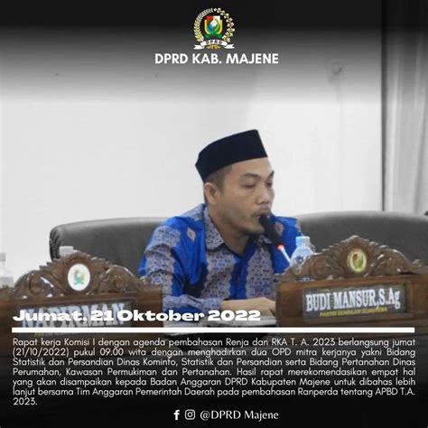 Bahas Renja Dan RKA 2023 Komisi I Hadirkan 2 OPD Mitra Kerja MASALEMBO