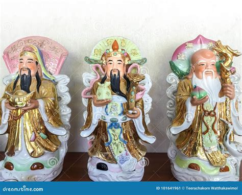 Three Chinese Lucky Gods Good Fortune Fuhok Prosperity Lulok And