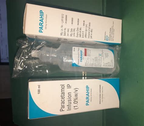 PARAHIP PARACETAMOL INFUSION 100ML 1000 Mg At Rs 21 00 Piece In Baddi