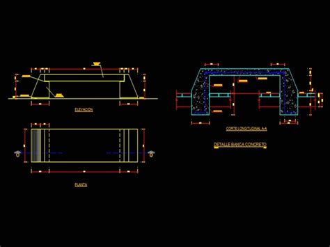 Banca De Concreto Para Detalle Urbano En DWG 44 99 KB Librería CAD