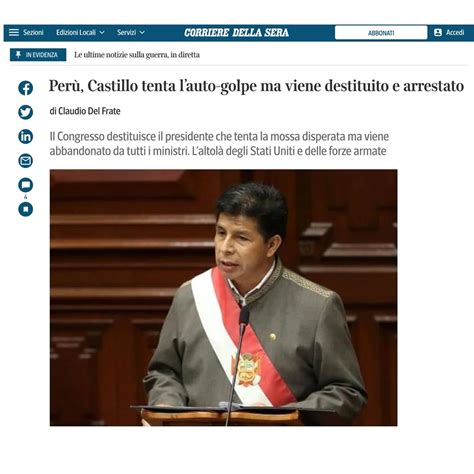 Crisis En Perú Así Cubrió La Prensa Internacional La Destitución De Pedro Castillo Infobae