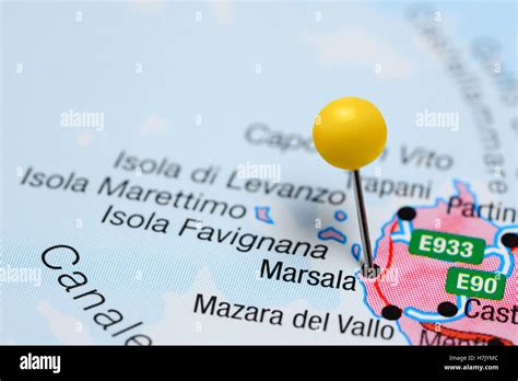 Marsala pinned on a map of Italy Stock Photo - Alamy