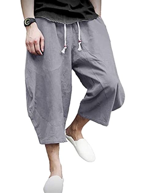 Clothing Shoes And Accessories Mens Casual Baggy Harem Pants Cotton Wide Leg Loose Cropped