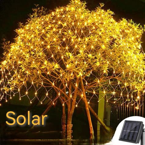 8 Modes Outdoor Solar Led Net Mesh String Light Home Garden Christmas