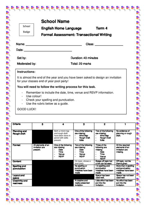 Transactional Writing Task • Teacha!