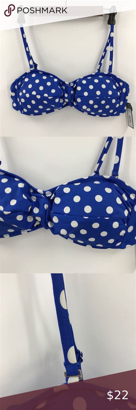 Apt Blue Polka Dot Bandeau Bikini Top Apt Blue Polka Dot