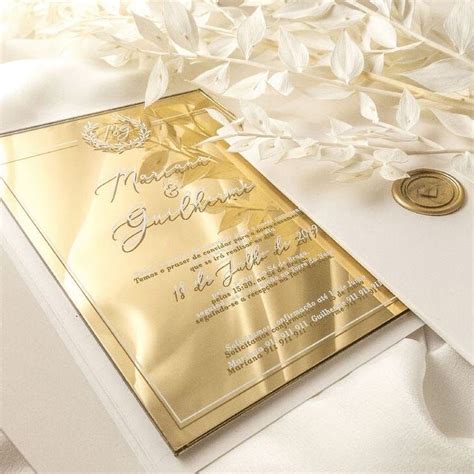 Luxury Rose Gold Mirror Acrylic Wedding Invitations Personalized