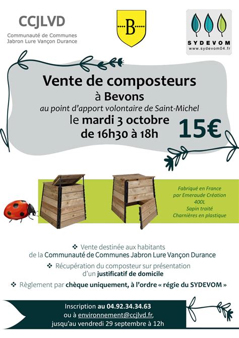 Ccjlvd Vente De Composteur Bevons Le Mardi Octobre Mairie