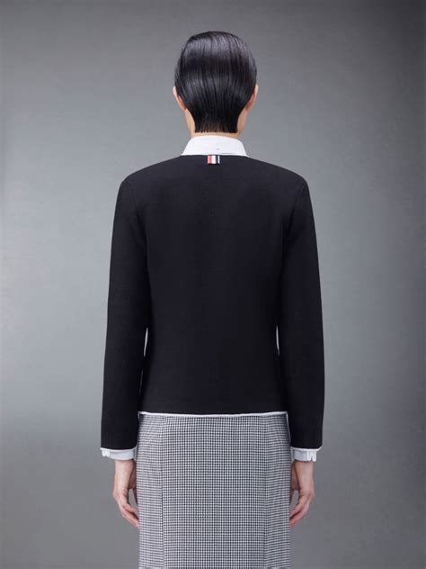 Double Face Merino Wool Tipping Collarless Jacket Thom Browne