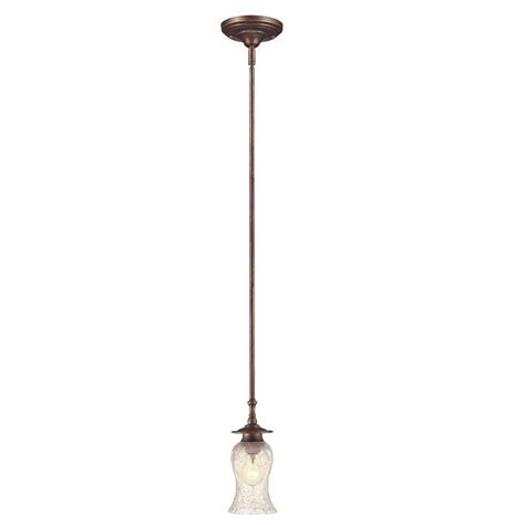 Hampton Bay Grace 1 Light Rubbed Bronze Mini Pendant 14693 The Home Depot