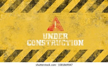 Yellow Warning Sign Under Construction Background Stock Illustration ...