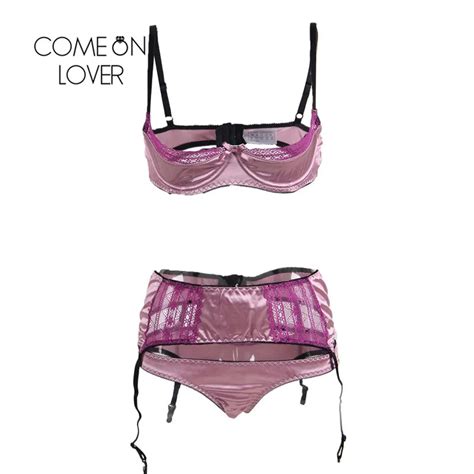 Comeonlover Intimo Donna Sexy Hot Deluxe Satin Lace Stitching Open Cup