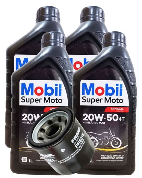 Troca de Óleo Mobil 20w50 Mineral 4 Litros Filtro Suzuki Hayabusa