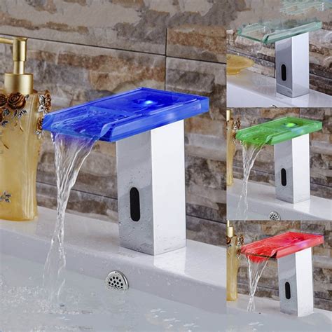 Juno Led Waterfall Chrome Finished Automatic Sensor Bathroom Faucet