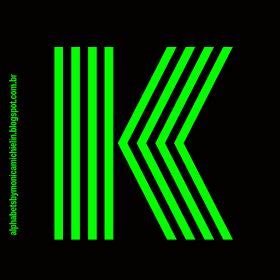 The Letter K Is Made Up Of Neon Green Stripes On A Black Background