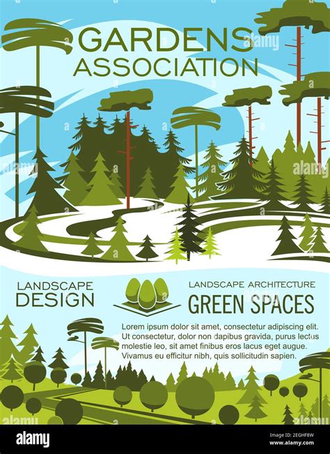 Landscape architecture studio and garden association banner template ...