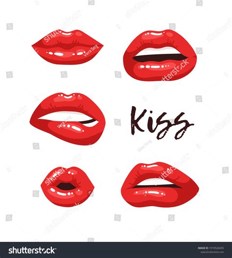 Sexy Female Lips Red Lipstick Vector Stock Vector Royalty Free 1919526455