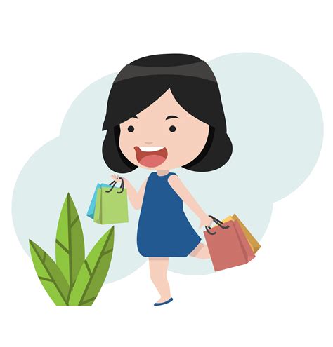 Happy Girl Holding Shopping Bags Vector Vector Art At Vecteezy