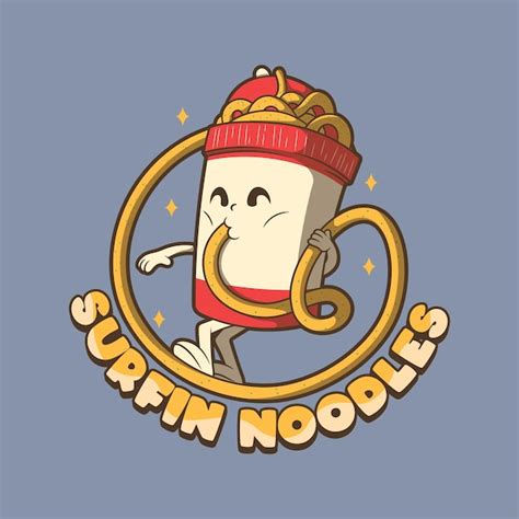 Premium Vector | Cup noodles character surfing a noodle vector illustration. Food, logo, funny ...