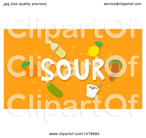 Clipart Of Sour Foods And Text On Orange Royalty Free Vector