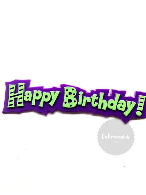 Funky Happy Birthday Cake Topper Script Purple Cakewaves