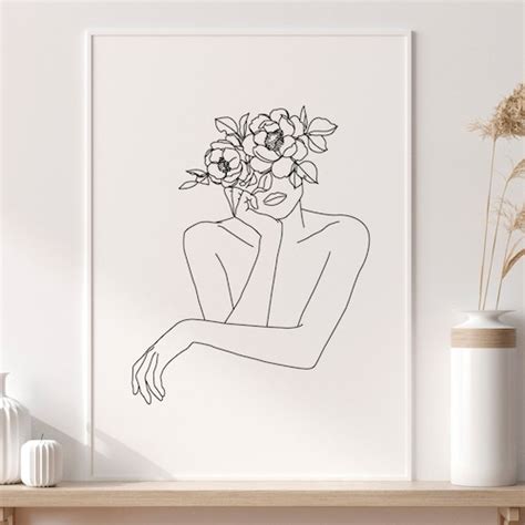 Printable Wall Art Flower Head Flower Woman Wall Art Etsy