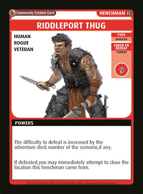 Riddleport Thug Custom Card Paizo Pathfinder Adventure Card Game